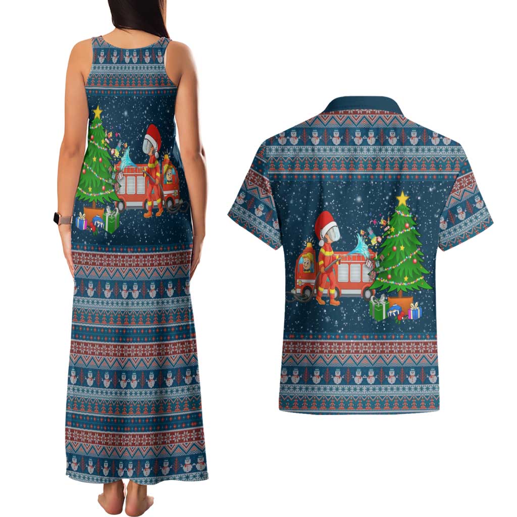 Flamingle Bells Xmas Christmas Couples Matching Tank Maxi Dress and Hawaiian Shirt Xmas Holiday Patterns - Wonder Print Shop