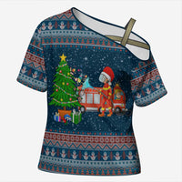 Flamingle Bells Xmas Christmas Cross Shoulder Shirt Xmas Holiday Patterns - Wonder Print Shop