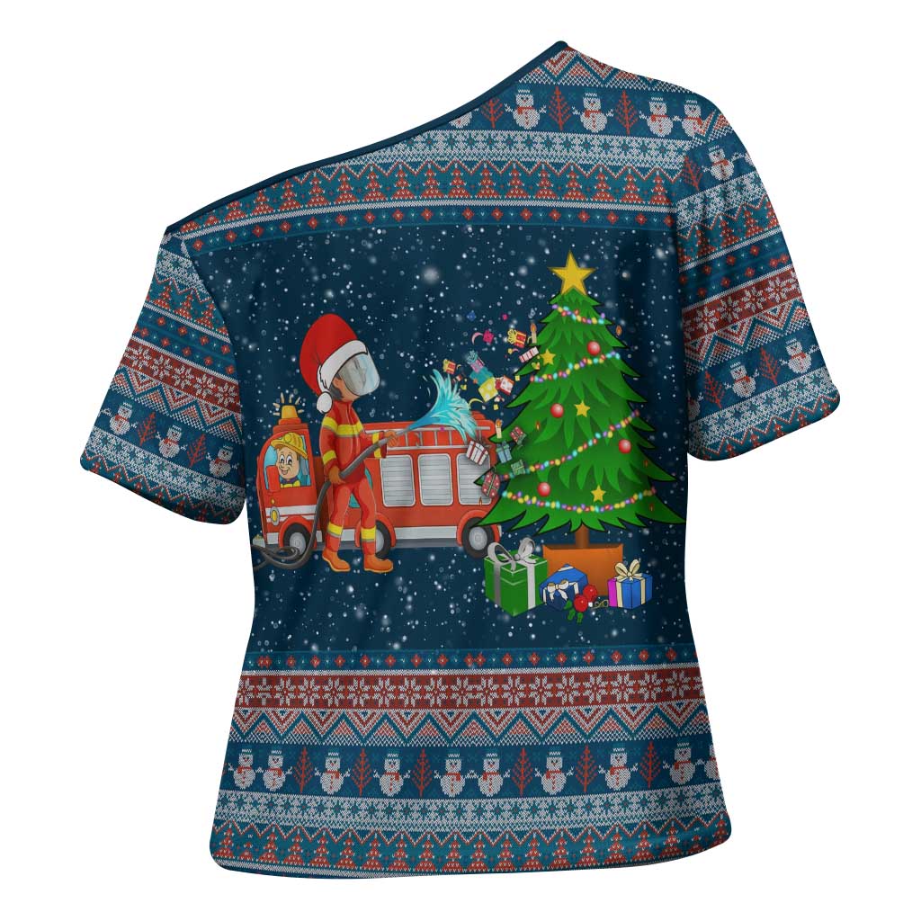 Flamingle Bells Xmas Christmas Cross Shoulder Shirt Xmas Holiday Patterns - Wonder Print Shop