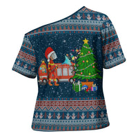 Flamingle Bells Xmas Christmas Cross Shoulder Shirt Xmas Holiday Patterns - Wonder Print Shop