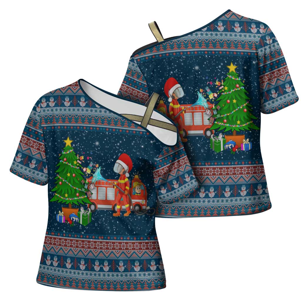 Flamingle Bells Xmas Christmas Cross Shoulder Shirt Xmas Holiday Patterns - Wonder Print Shop