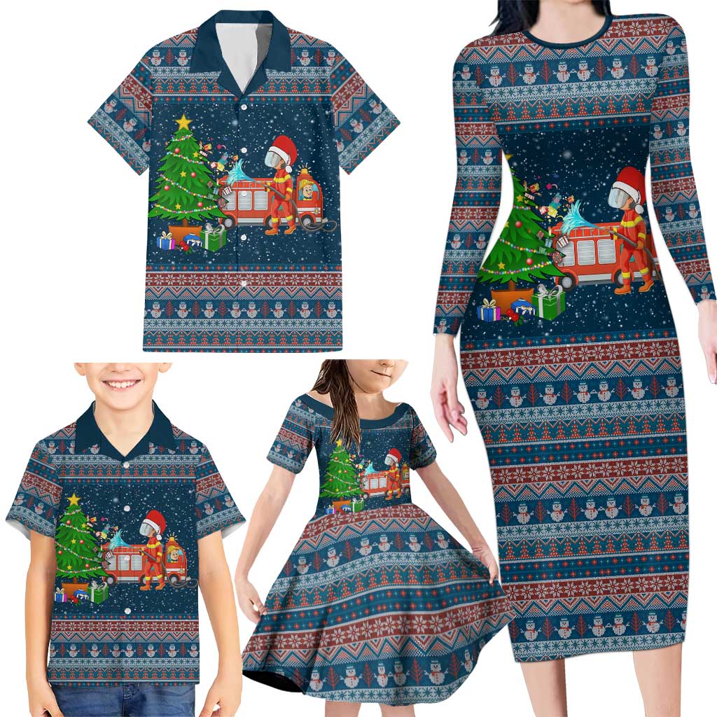 Flamingle Bells Xmas Christmas Family Matching Long Sleeve Bodycon Dress and Hawaiian Shirt Xmas Holiday Patterns - Wonder Print Shop