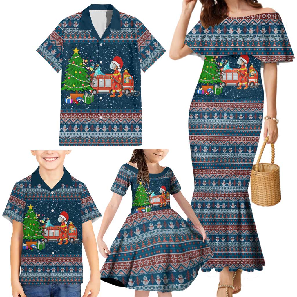 Flamingle Bells Xmas Christmas Family Matching Mermaid Dress and Hawaiian Shirt Xmas Holiday Patterns - Wonder Print Shop
