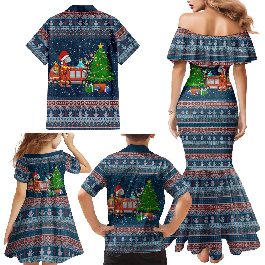 Flamingle Bells Xmas Christmas Family Matching Mermaid Dress and Hawaiian Shirt Xmas Holiday Patterns - Wonder Print Shop