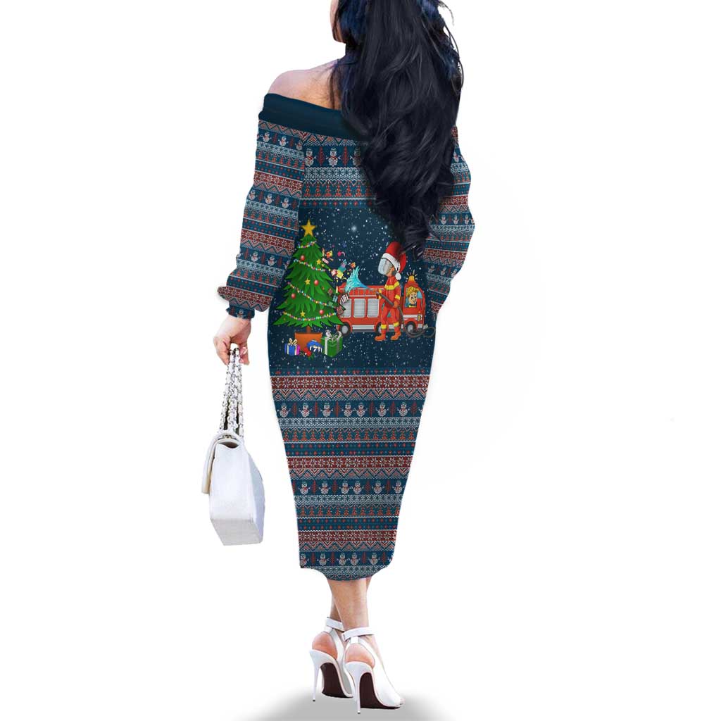 Flamingle Bells Xmas Christmas Family Matching Off The Shoulder Long Sleeve Dress and Hawaiian Shirt Xmas Holiday Patterns - Wonder Print Shop