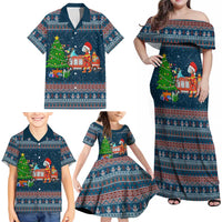 Flamingle Bells Xmas Christmas Family Matching Off Shoulder Maxi Dress and Hawaiian Shirt Xmas Holiday Patterns - Wonder Print Shop