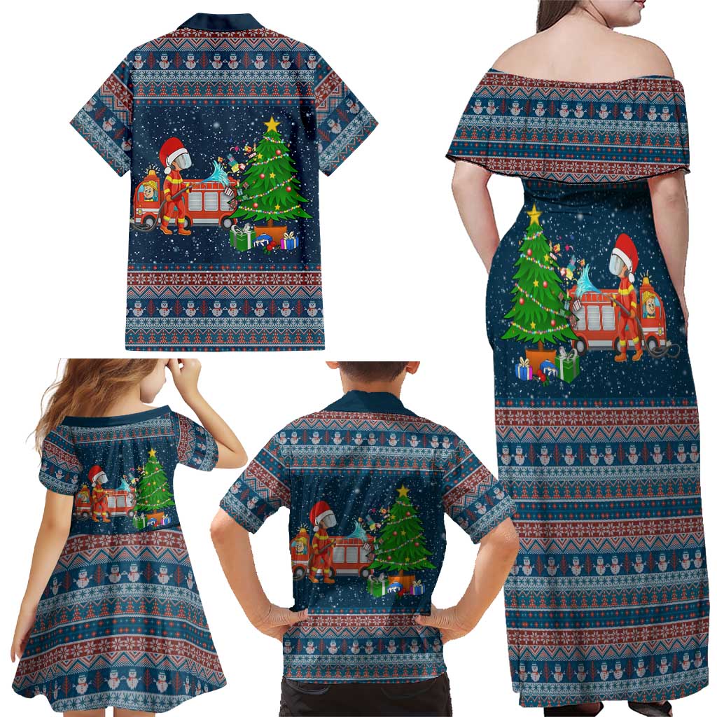 Flamingle Bells Xmas Christmas Family Matching Off Shoulder Maxi Dress and Hawaiian Shirt Xmas Holiday Patterns - Wonder Print Shop