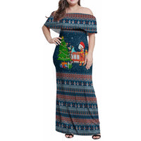 Flamingle Bells Xmas Christmas Family Matching Off Shoulder Maxi Dress and Hawaiian Shirt Xmas Holiday Patterns - Wonder Print Shop