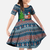 Flamingle Bells Xmas Christmas Family Matching Off Shoulder Short Dress and Hawaiian Shirt Xmas Holiday Patterns - Wonder Print Shop