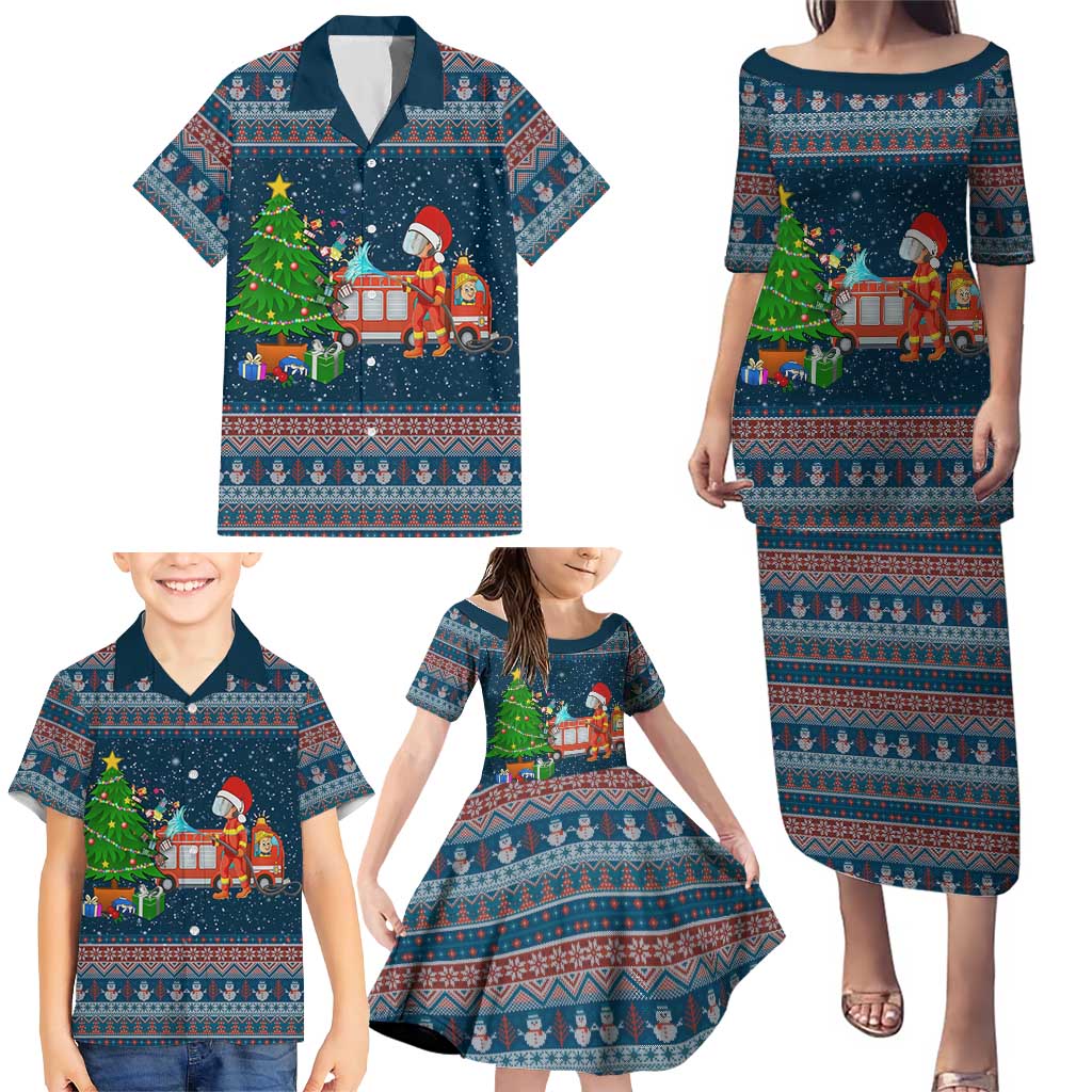 Flamingle Bells Xmas Christmas Family Matching Puletasi and Hawaiian Shirt Xmas Holiday Patterns - Wonder Print Shop