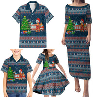 Flamingle Bells Xmas Christmas Family Matching Puletasi and Hawaiian Shirt Xmas Holiday Patterns - Wonder Print Shop