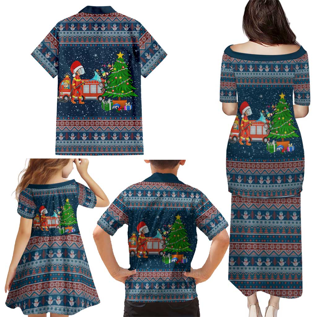 Flamingle Bells Xmas Christmas Family Matching Puletasi and Hawaiian Shirt Xmas Holiday Patterns - Wonder Print Shop