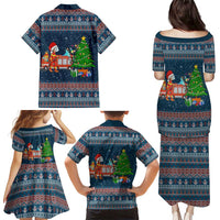 Flamingle Bells Xmas Christmas Family Matching Puletasi and Hawaiian Shirt Xmas Holiday Patterns - Wonder Print Shop