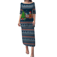 Flamingle Bells Xmas Christmas Family Matching Puletasi and Hawaiian Shirt Xmas Holiday Patterns - Wonder Print Shop