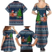 Flamingle Bells Xmas Christmas Family Matching Summer Maxi Dress and Hawaiian Shirt Xmas Holiday Patterns - Wonder Print Shop