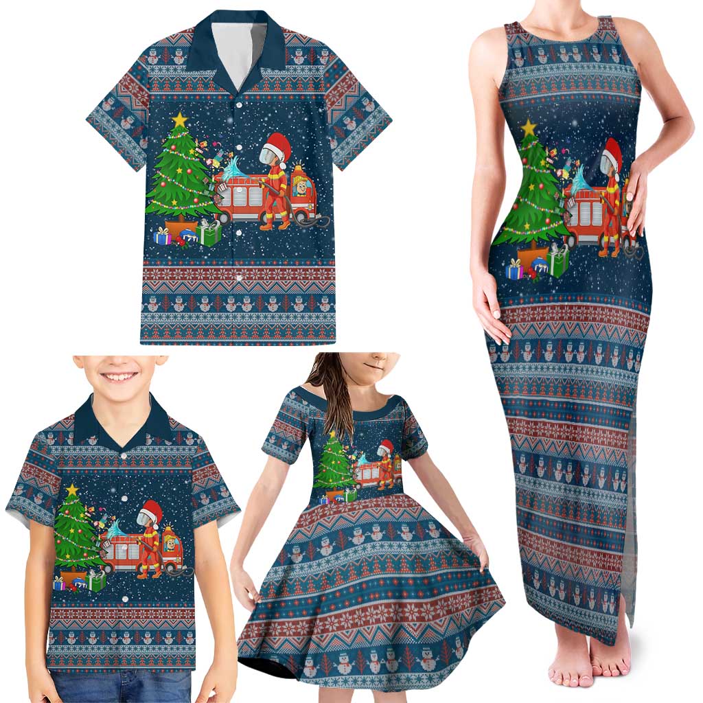 Flamingle Bells Xmas Christmas Family Matching Tank Maxi Dress and Hawaiian Shirt Xmas Holiday Patterns - Wonder Print Shop