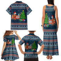 Flamingle Bells Xmas Christmas Family Matching Tank Maxi Dress and Hawaiian Shirt Xmas Holiday Patterns - Wonder Print Shop