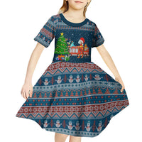 Flamingle Bells Xmas Christmas Kid Short Sleeve Dress Xmas Holiday Patterns - Wonder Print Shop