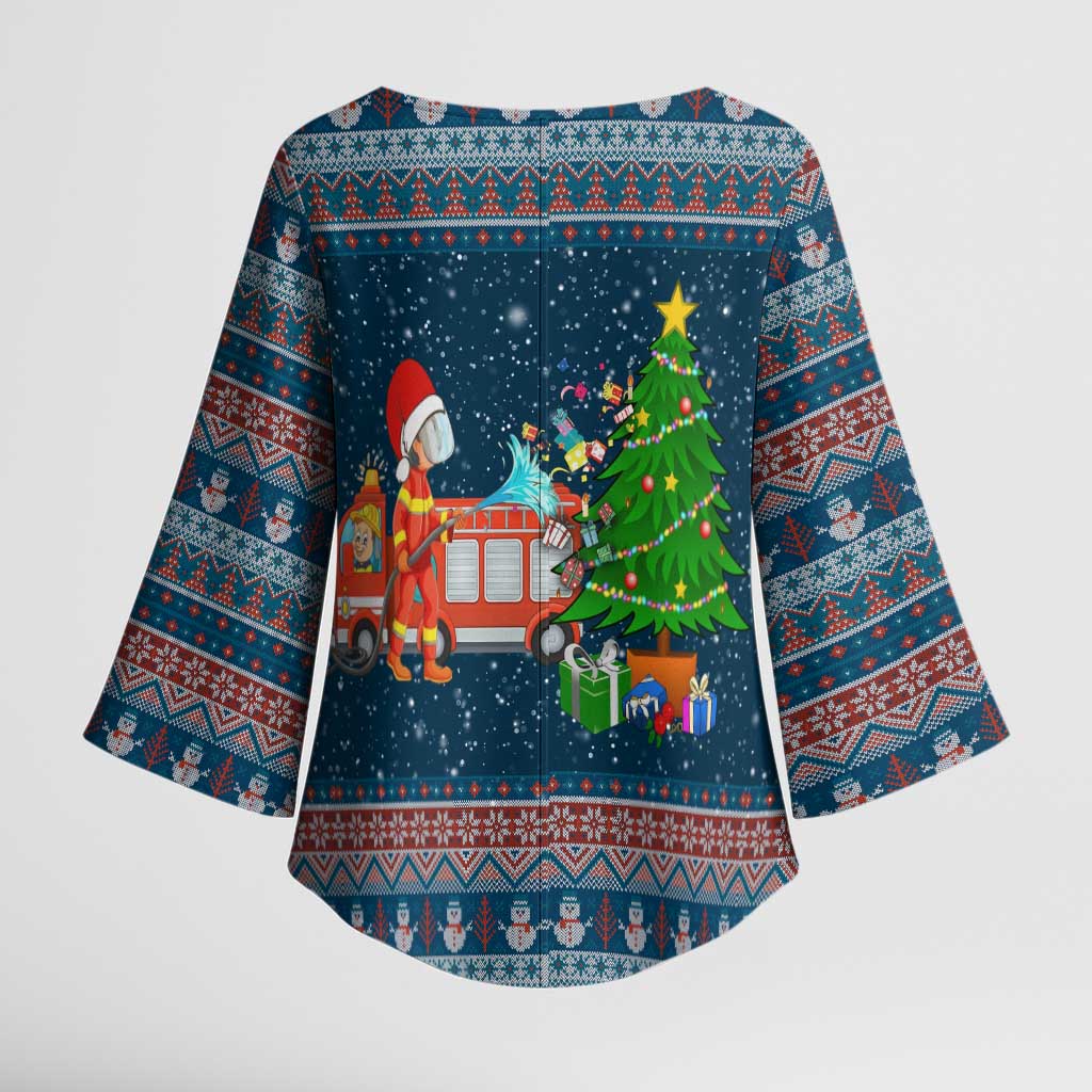 Flamingle Bells Xmas Christmas Kimono Sleeve Blouse Xmas Holiday Patterns - Wonder Print Shop