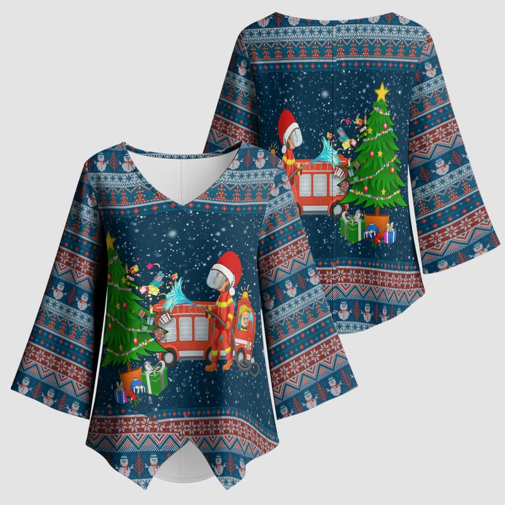 Flamingle Bells Xmas Christmas Kimono Sleeve Blouse Xmas Holiday Patterns - Wonder Print Shop