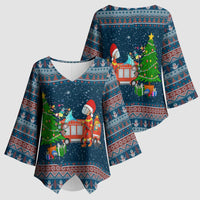 Flamingle Bells Xmas Christmas Kimono Sleeve Blouse Xmas Holiday Patterns - Wonder Print Shop