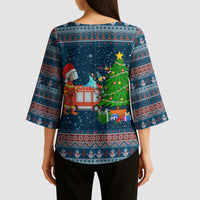 Flamingle Bells Xmas Christmas Kimono Sleeve Blouse Xmas Holiday Patterns - Wonder Print Shop
