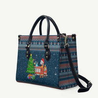 Flamingle Bells Xmas Christmas Leather Bag Xmas Holiday Patterns - Wonder Print Shop