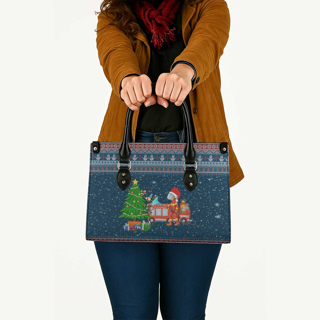 Flamingle Bells Xmas Christmas Leather Bag Xmas Holiday Patterns - Wonder Print Shop