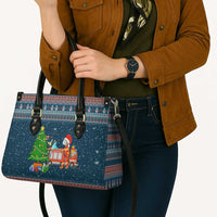Flamingle Bells Xmas Christmas Leather Bag Xmas Holiday Patterns - Wonder Print Shop