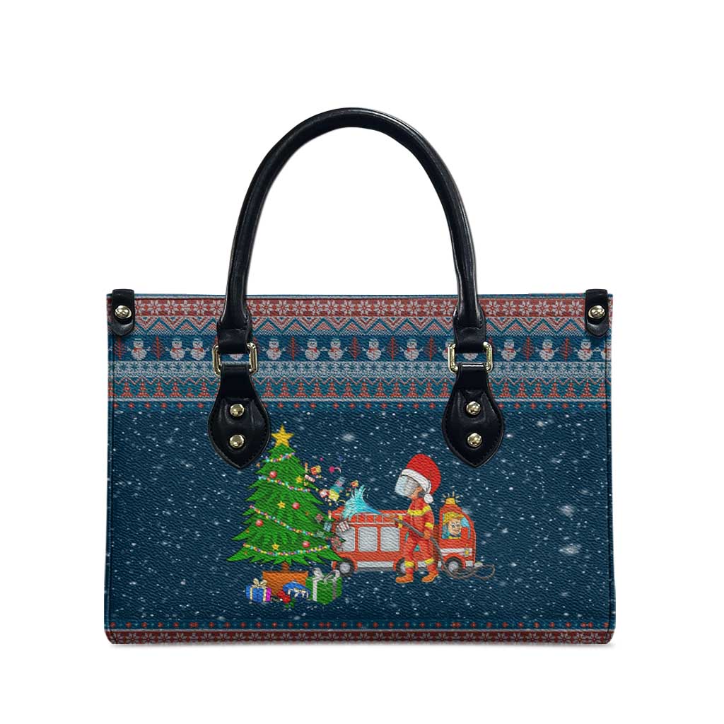 Flamingle Bells Xmas Christmas Leather Bag Xmas Holiday Patterns - Wonder Print Shop