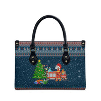Flamingle Bells Xmas Christmas Leather Bag Xmas Holiday Patterns - Wonder Print Shop