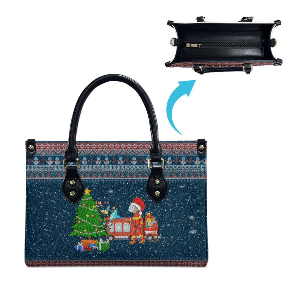 Flamingle Bells Xmas Christmas Leather Bag Xmas Holiday Patterns - Wonder Print Shop