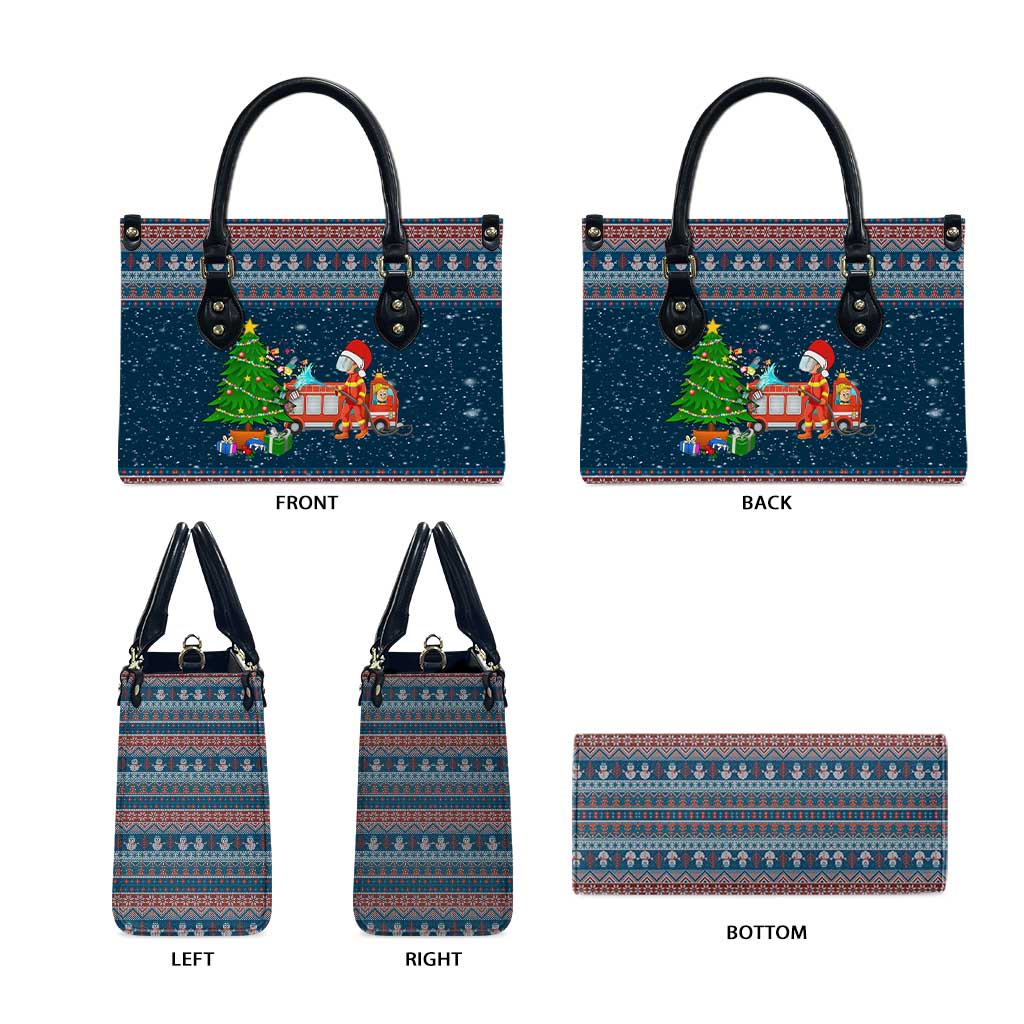 Flamingle Bells Xmas Christmas Leather Bag Xmas Holiday Patterns - Wonder Print Shop