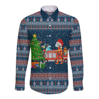 Flamingle Bells Xmas Christmas Long Sleeve Button Shirt Xmas Holiday Patterns - Wonder Print Shop