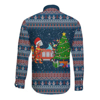 Flamingle Bells Xmas Christmas Long Sleeve Button Shirt Xmas Holiday Patterns - Wonder Print Shop