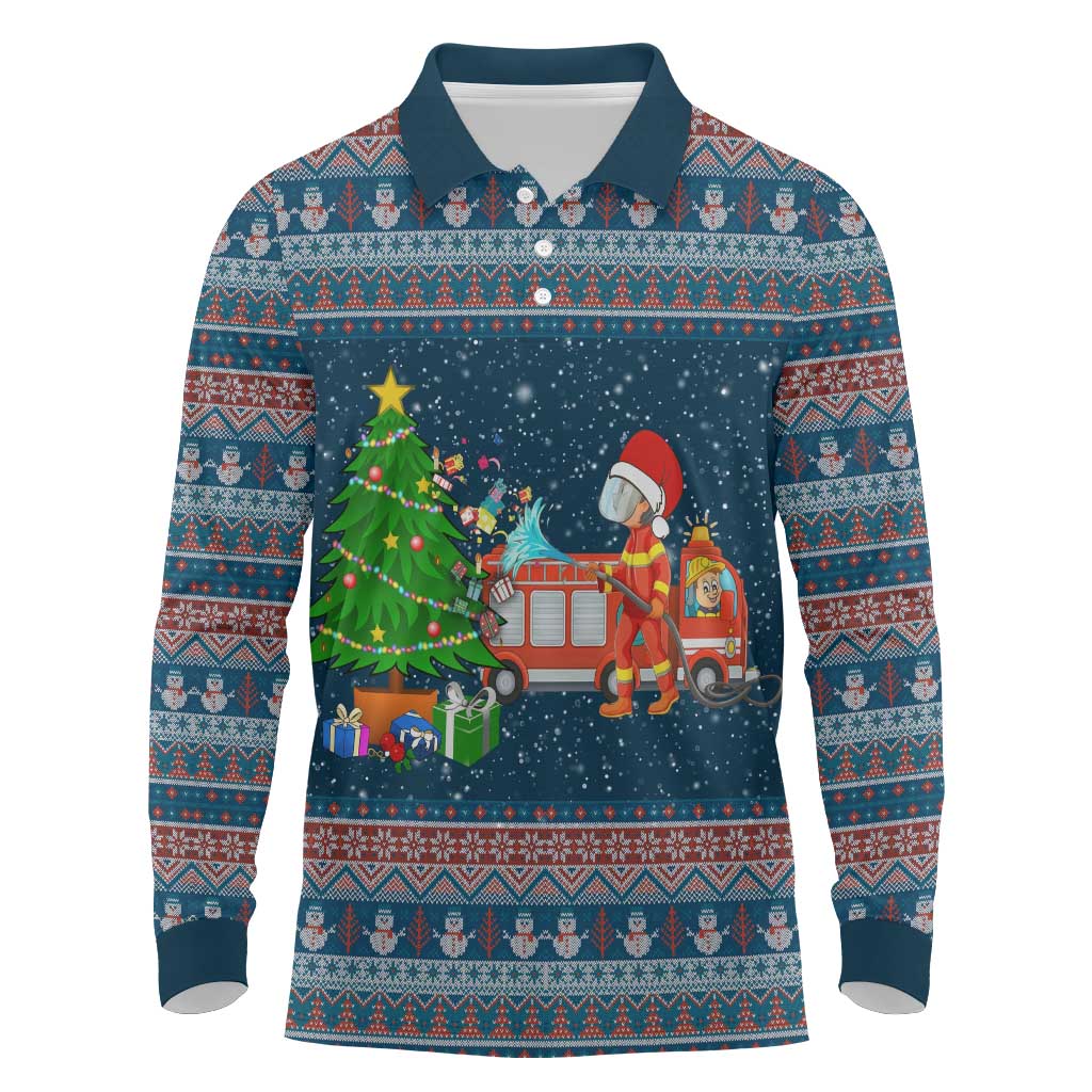 Flamingle Bells Xmas Christmas Long Sleeve Polo Shirt Xmas Holiday Patterns - Wonder Print Shop
