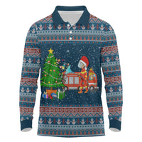 Flamingle Bells Xmas Christmas Long Sleeve Polo Shirt Xmas Holiday Patterns - Wonder Print Shop