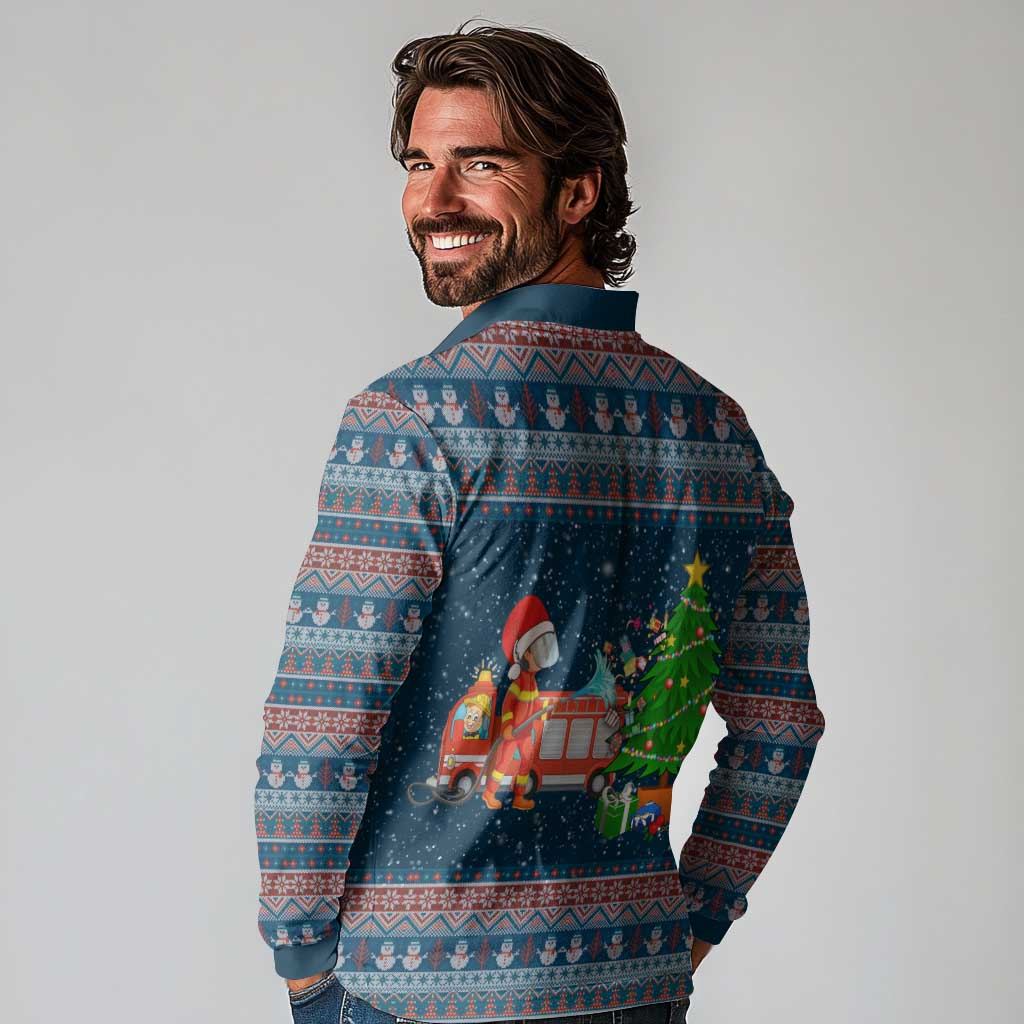 Flamingle Bells Xmas Christmas Long Sleeve Polo Shirt Xmas Holiday Patterns - Wonder Print Shop