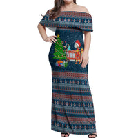 Flamingle Bells Xmas Christmas Off Shoulder Maxi Dress Xmas Holiday Patterns - Wonder Print Shop