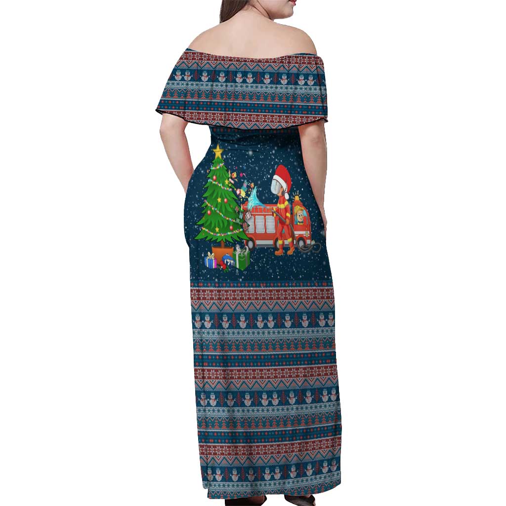 Flamingle Bells Xmas Christmas Off Shoulder Maxi Dress Xmas Holiday Patterns - Wonder Print Shop