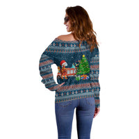 Flamingle Bells Xmas Christmas Off Shoulder Sweater Xmas Holiday Patterns - Wonder Print Shop