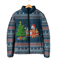 Flamingle Bells Xmas Christmas Padded Jacket Xmas Holiday Patterns - Wonder Print Shop