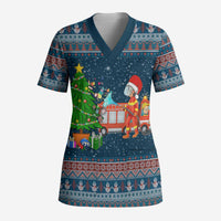 Flamingle Bells Xmas Christmas Scrub Top Xmas Holiday Patterns - Wonder Print Shop