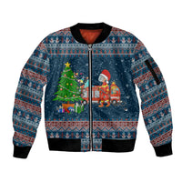 Flamingle Bells Xmas Christmas Sleeve Zip Bomber Jacket Xmas Holiday Patterns - Wonder Print Shop