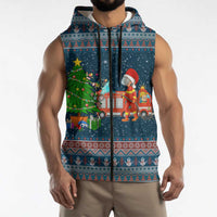 Flamingle Bells Xmas Christmas Sleeveless Zip Hoodie Xmas Holiday Patterns - Wonder Print Shop