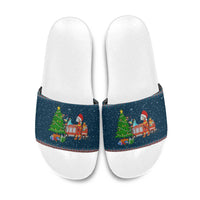 Flamingle Bells Xmas Christmas Slide Sandals Xmas Holiday Patterns - Wonder Print Shop