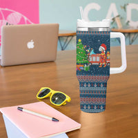 Flamingle Bells Xmas Christmas Tumbler With Handle Xmas Holiday Patterns - Wonder Print Shop