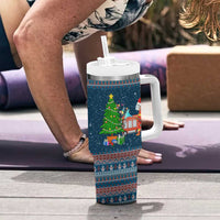 Flamingle Bells Xmas Christmas Tumbler With Handle Xmas Holiday Patterns - Wonder Print Shop