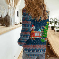 Flamingle Bells Xmas Christmas Women Casual Shirt Xmas Holiday Patterns - Wonder Print Shop