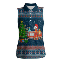 Flamingle Bells Xmas Christmas Women Sleeveless Polo Shirt Xmas Holiday Patterns - Wonder Print Shop